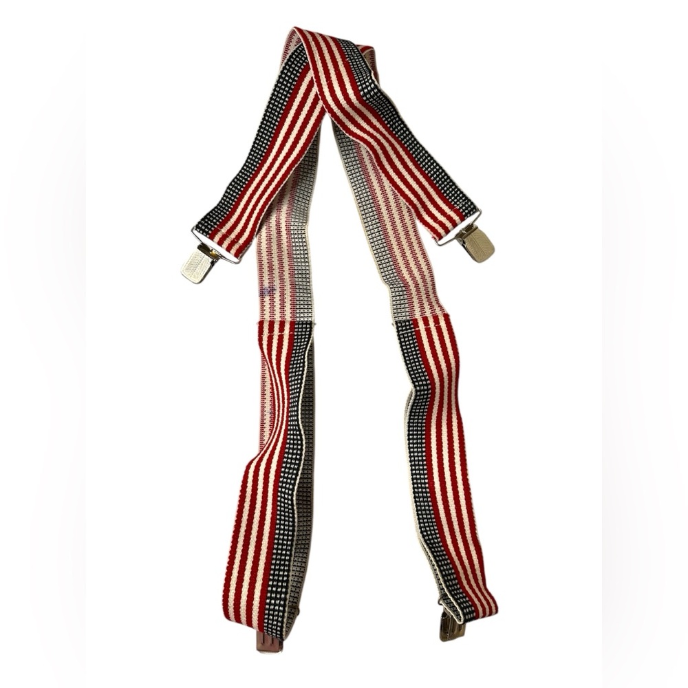Vintage American Flag Clip End USA Suspenders O/S